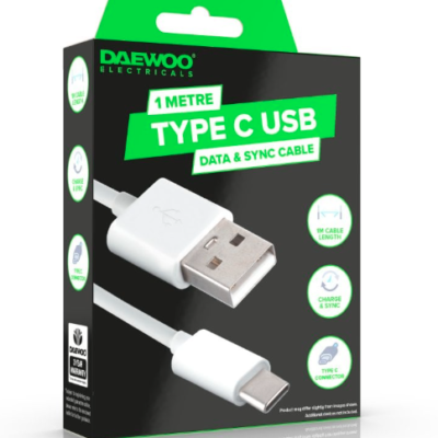 Daewoo 1 Metre USB-A to USB-C Charge Cable