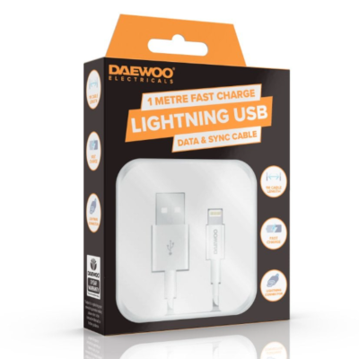 Daewoo 1 Metre USB-A To 8 Pin Lightning Fast Charge Cable